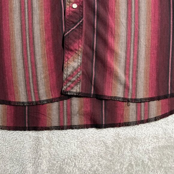 Frontier Button Up Shirt Men's XL Red Pearl Snap Striped Western Shirt - Picture 8 of 12